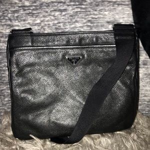 Prada Logo Plaque Leather cross body shoulder bag